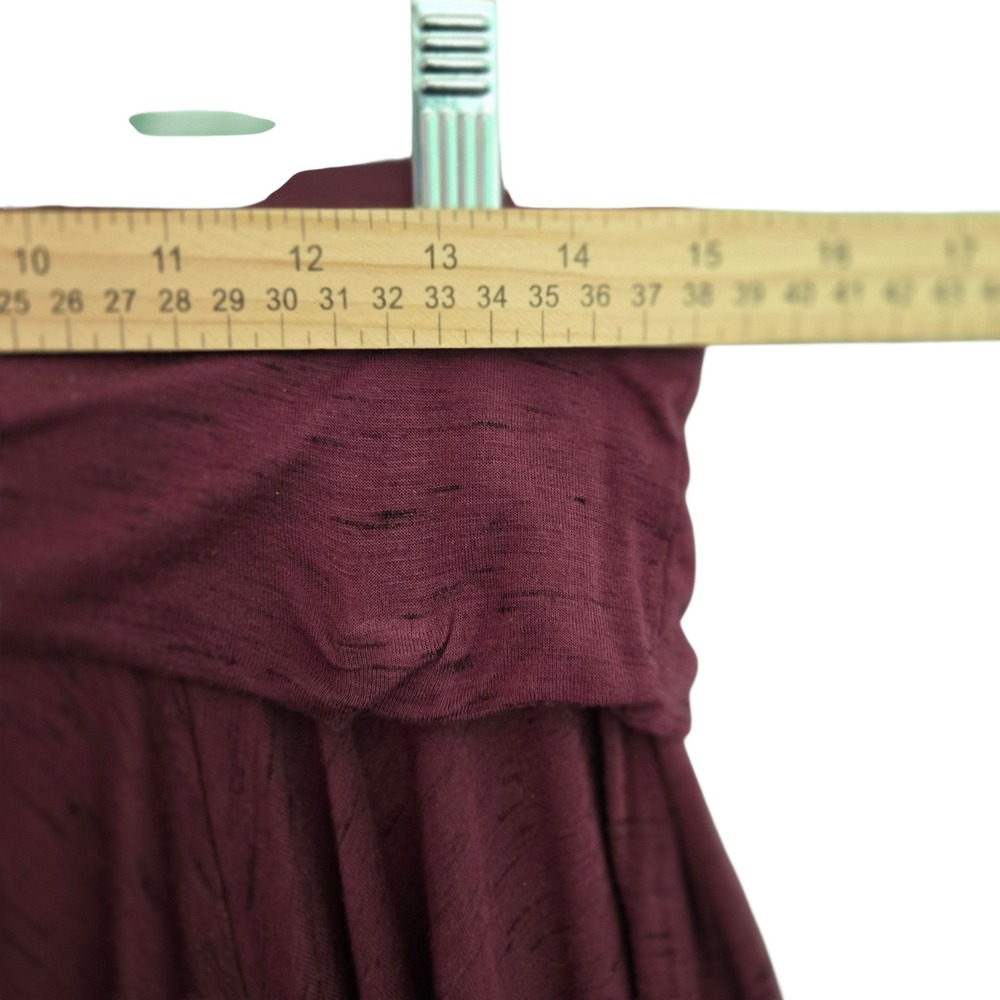 Max Studio Burgundy Slub Knit High-Low Skirt Boho Earthy Flowy Casual Womens M - Picture 7 of 8